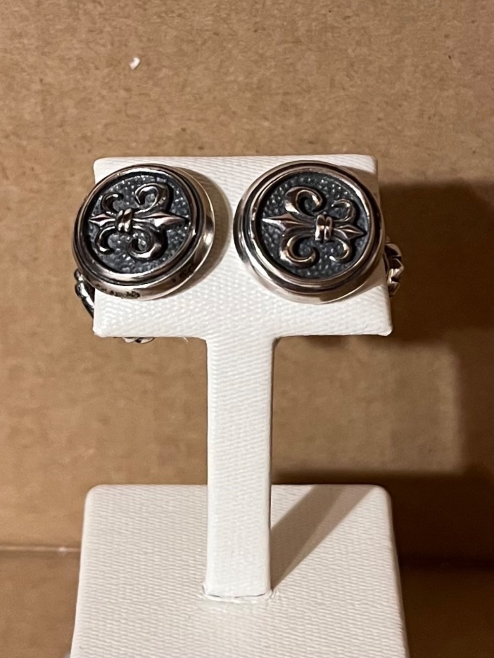 Scott Kay Artiste Collection Fixed Double-Sided Fleur-de-Lis Shield Cufflinks